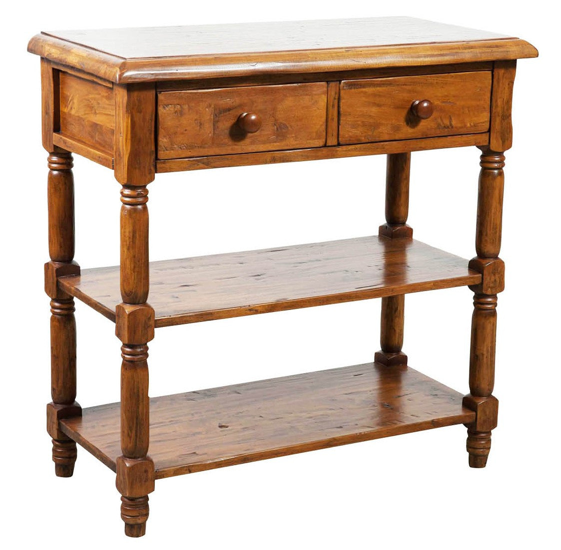 Biscottini Tavolino Country in legno massello di tiglio finitura noce L80xPR38xH80 cm. Made in Italy