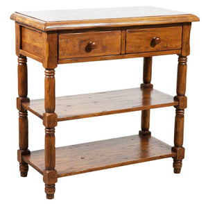 Biscottini Tavolino Country in legno massello di tiglio finitura noce L80xPR38xH80 cm. Made in Italy