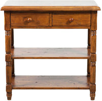 Biscottini Tavolino Country in legno massello di tiglio finitura noce L80xPR38xH80 cm. Made in Italy