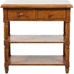 Biscottini Tavolino Country in legno massello di tiglio finitura noce L80xPR38xH80 cm. Made in Italy