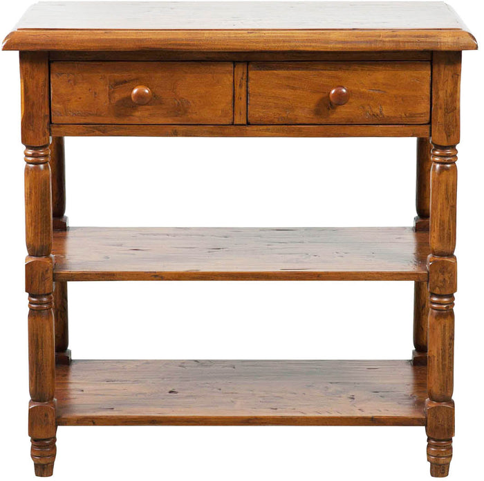 Biscottini Tavolino Country in legno massello di tiglio finitura noce L80xPR38xH80 cm. Made in Italy