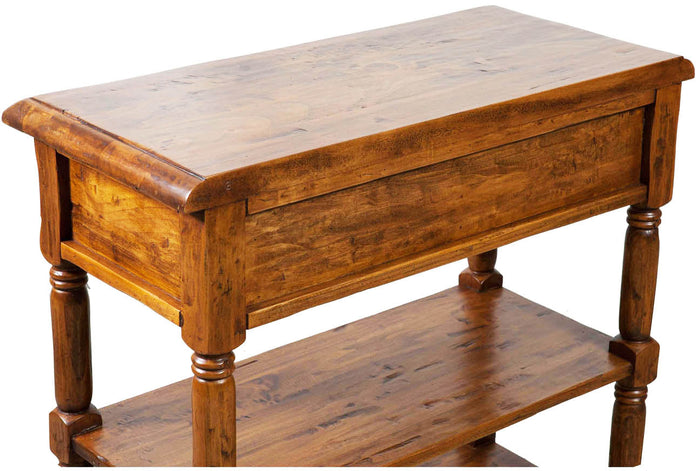 Biscottini Tavolino Country in legno massello di tiglio finitura noce L80xPR38xH80 cm. Made in Italy