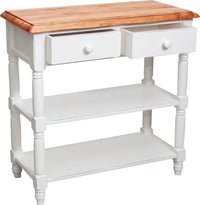 Biscottini Tavolino Country in legno massello di tiglio struttura bianca anticata e finitura naturale L80xPR38xH80 cm Made in Italy