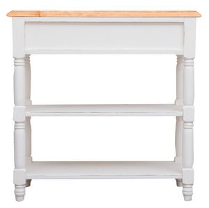 Biscottini Tavolino Country in legno massello di tiglio struttura bianca anticata e finitura naturale L80xPR38xH80 cm Made in Italy