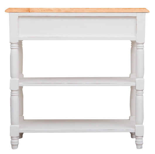 Biscottini Tavolino Country in legno massello di tiglio struttura bianca anticata e finitura naturale L80xPR38xH80 cm Made in Italy