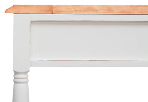 Biscottini Tavolino Country in legno massello di tiglio struttura bianca anticata e finitura naturale L80xPR38xH80 cm Made in Italy