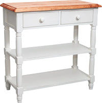 Biscottini Tavolino Country in legno massello di tiglio struttura bianca anticata piano finitura naturale L80xPR38xH80 cm. Made in Italy