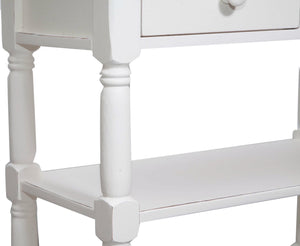 Biscottini Tavolino Country in legno massello di tiglio struttura bianca anticata piano finitura naturale L80xPR38xH80 cm. Made in Italy