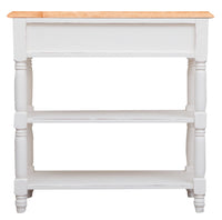 Biscottini Tavolino Country in legno massello di tiglio struttura bianca anticata piano finitura naturale L80xPR38xH80 cm. Made in Italy