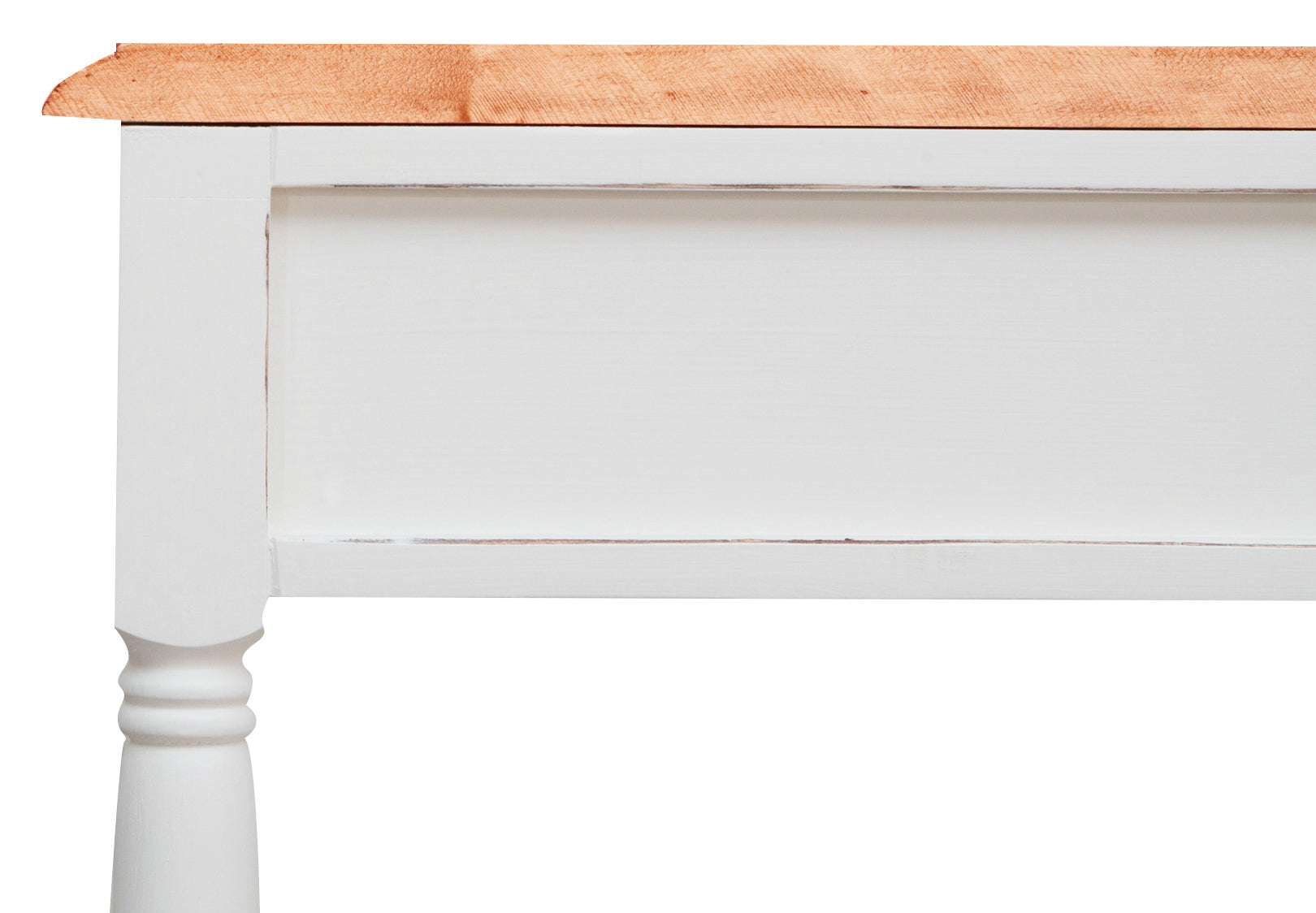 Biscottini Tavolino Country in legno massello di tiglio struttura bianca anticata piano finitura naturale L80xPR38xH80 cm. Made in Italy