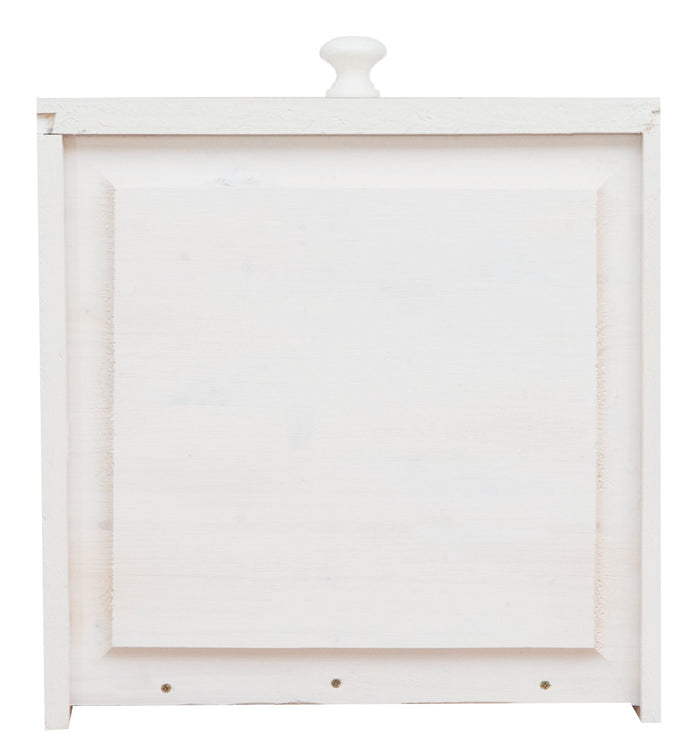 Biscottini Tavolino Country in legno massello di tiglio struttura bianca anticata piano finitura naturale L80xPR38xH80 cm. Made in Italy