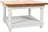 Biscottini Tavolino da fumo Country in legno massello di tiglio struttura bianca anticata piano finitura naturale L70xPR70xH45 Made in Ital