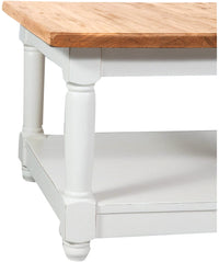 Biscottini Tavolino da fumo Country in legno massello di tiglio struttura bianca anticata piano finitura naturale L70xPR70xH45 Made in Ital