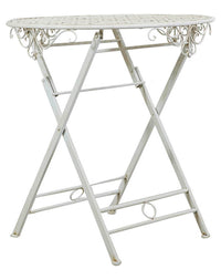 Biscottini Tavolino pieghevole in ferro finitura bianca anticata diam.70x76 cm Tavolo