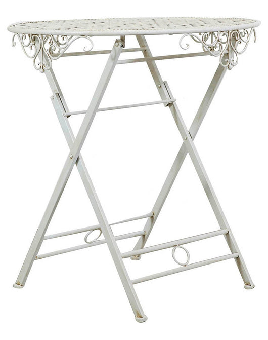 Biscottini Tavolino pieghevole in ferro finitura bianca anticata diam.70x76 cm Tavolo