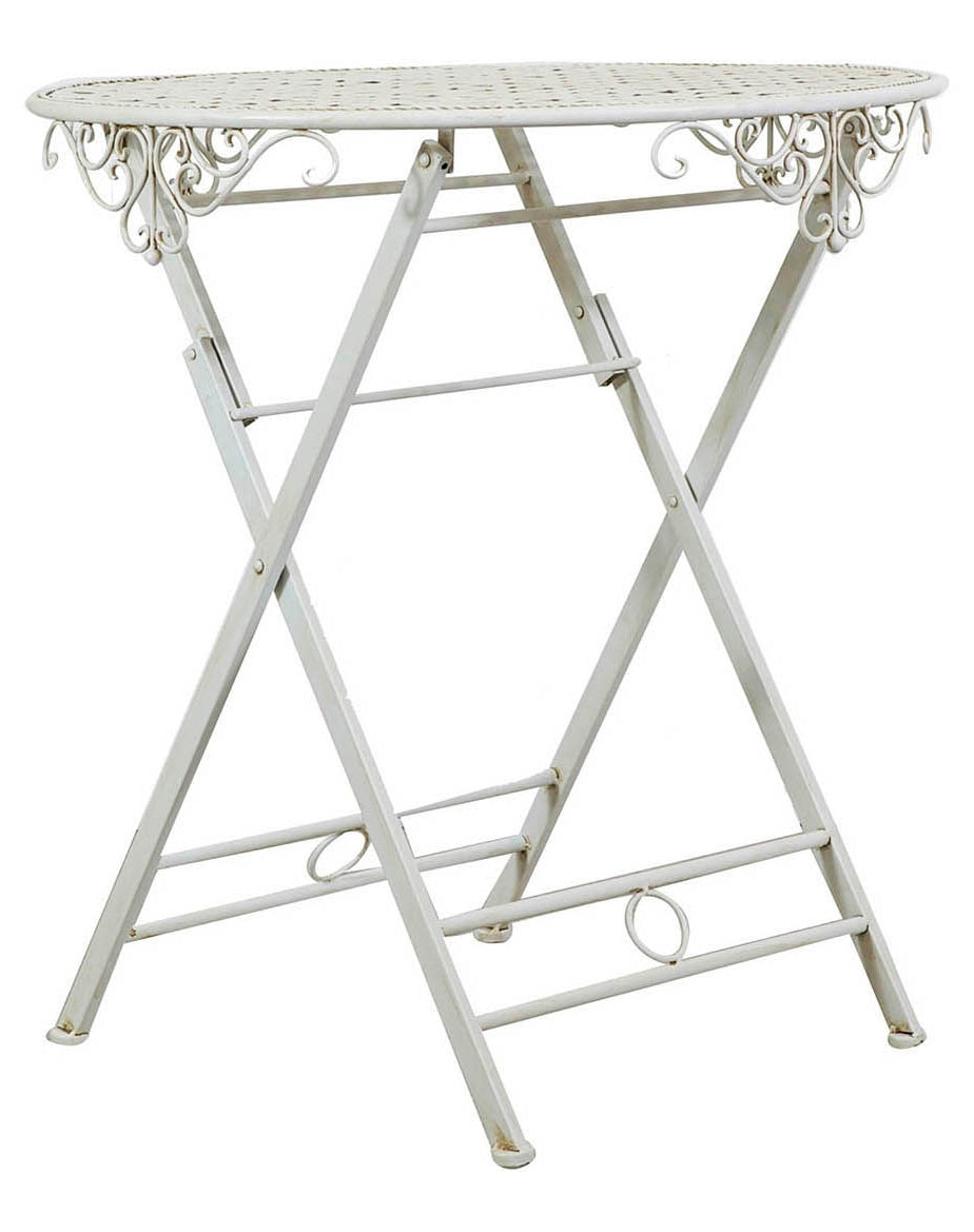 Biscottini Tavolino pieghevole in ferro finitura bianca anticata diam.70x76 cm Tavolo