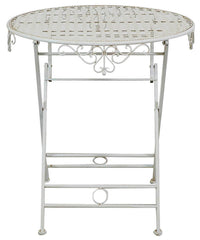 Biscottini Tavolino pieghevole in ferro finitura bianca anticata diam.70x76 cm Tavolo