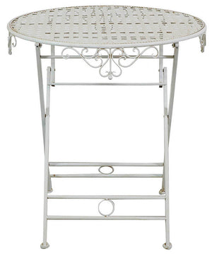 Biscottini Tavolino pieghevole in ferro finitura bianca anticata diam.70x76 cm Tavolo