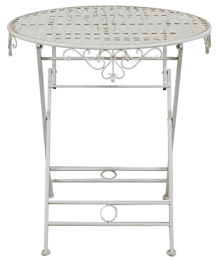 Biscottini Tavolino pieghevole in ferro finitura bianca anticata diam.70x76 cm Tavolo