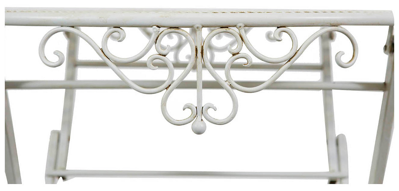 Biscottini Tavolino pieghevole in ferro finitura bianca anticata diam.70x76 cm Tavolo