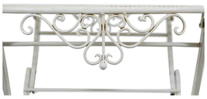 Biscottini Tavolino pieghevole in ferro finitura bianca anticata diam.70x76 cm Tavolo