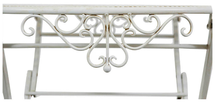 Biscottini Tavolino pieghevole in ferro finitura bianca anticata diam.70x76 cm Tavolo