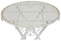 Biscottini Tavolino pieghevole in ferro finitura bianca anticata diam.70x76 cm Tavolo