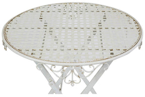 Biscottini Tavolino pieghevole in ferro finitura bianca anticata diam.70x76 cm Tavolo