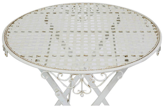 Biscottini Tavolino pieghevole in ferro finitura bianca anticata diam.70x76 cm Tavolo