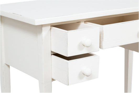 Biscottini Tavolino scrittoio in legno massello di tiglio finitura bianca anticata. Made in Italy