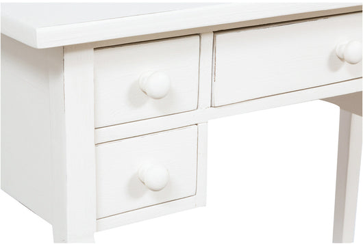 Biscottini Tavolino scrittoio in legno massello di tiglio finitura bianca anticata. Made in Italy