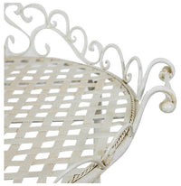 Biscottini Tavolino vassoio pieghevole in ferro battuto finitura bianca anticata diam.72x65 cm