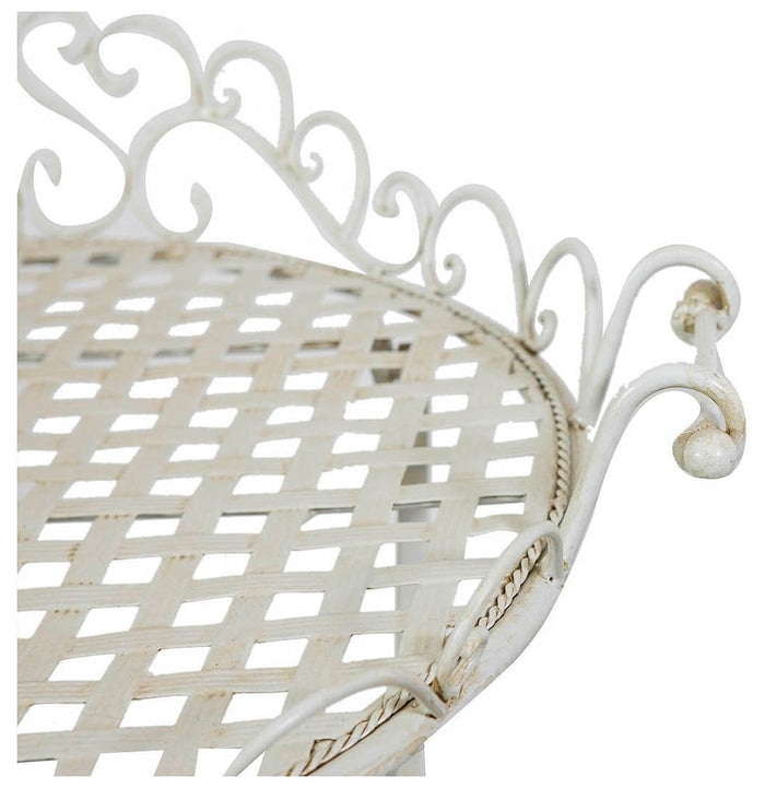 Biscottini Tavolino vassoio pieghevole in ferro battuto finitura bianca anticata diam.72x65 cm