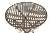 Biscottini Tavolino vassoio pieghevole in ferro battuto finitura ruggine anticata Diam.70XH76 cm