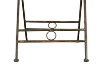 Biscottini Tavolino vassoio pieghevole in ferro battuto finitura ruggine anticata Diam.70XH76 cm