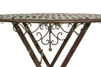 Biscottini Tavolino vassoio pieghevole in ferro battuto finitura ruggine anticata Diam.70XH76 cm