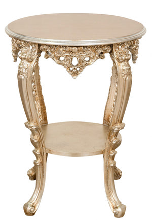 Biscottini TAVOLO PANCHETTO ROTONDO IN FINITURA FOGLIA ARGENTO ANTICATO MADE IN ITALY