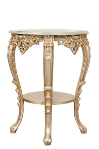 Biscottini TAVOLO PANCHETTO ROTONDO IN FINITURA FOGLIA ARGENTO ANTICATO MADE IN ITALY