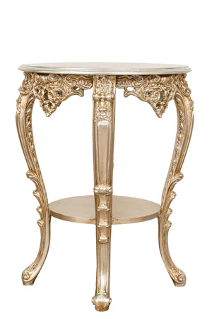 Biscottini TAVOLO PANCHETTO ROTONDO IN FINITURA FOGLIA ARGENTO ANTICATO MADE IN ITALY