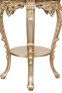 Biscottini TAVOLO PANCHETTO ROTONDO IN FINITURA FOGLIA ARGENTO ANTICATO MADE IN ITALY