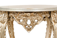 Biscottini TAVOLO PANCHETTO ROTONDO IN FINITURA FOGLIA ARGENTO ANTICATO MADE IN ITALY