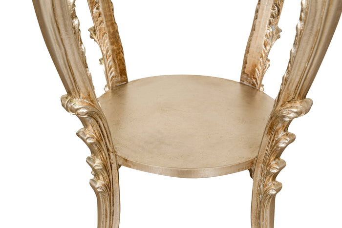 Biscottini TAVOLO PANCHETTO ROTONDO IN FINITURA FOGLIA ARGENTO ANTICATO MADE IN ITALY