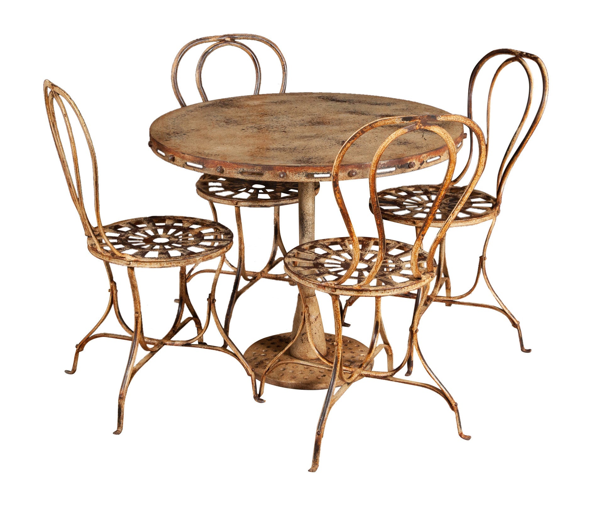 Biscottini TAVOLO PIEGHEVOLE IN FERRO BATTUTO FINITURA CREMA ANTICATA dimensioni lunghezza