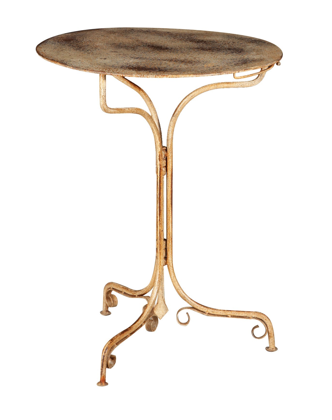 Biscottini TAVOLO ROTONDO PIEGHEVOLE IN FERRO BATTUTO FINITURA CREMA ANTICATA dimensioni