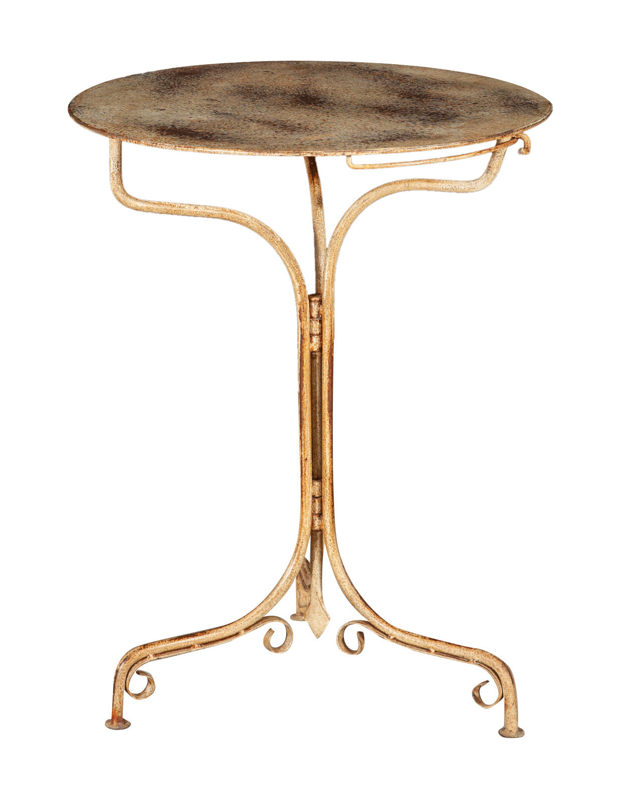 Biscottini TAVOLO ROTONDO PIEGHEVOLE IN FERRO BATTUTO FINITURA CREMA ANTICATA dimensioni