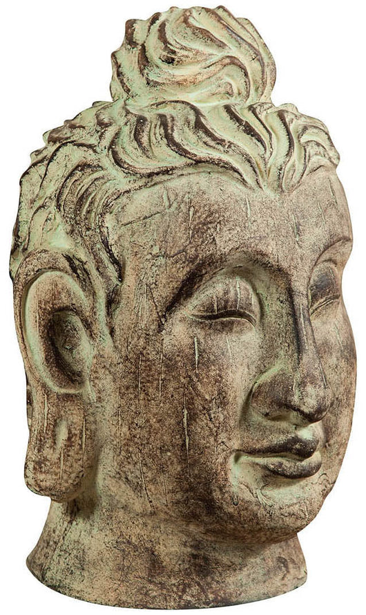 Biscottini Testa di Buddha in gesso dipinto finitura anticata L24xPR23xH40 cm