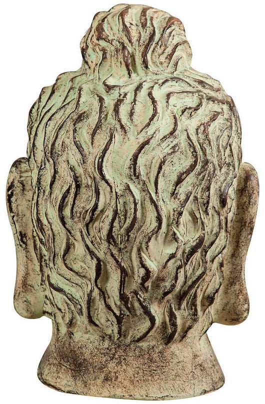 Biscottini Testa di Buddha in gesso dipinto finitura anticata L24xPR23xH40 cm