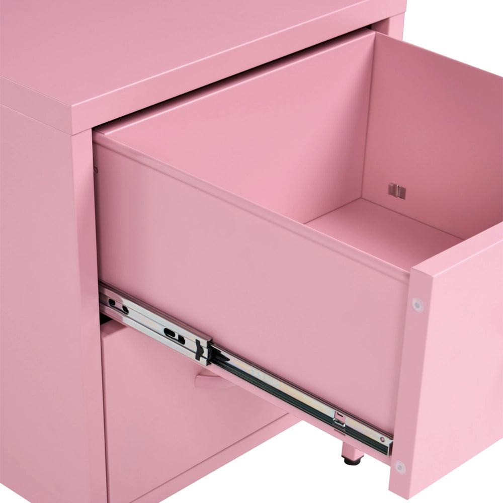 Comodino in Acciaio Rosa Design Industriale 2 Cassetti Camera da Letto Mobili Contenitori