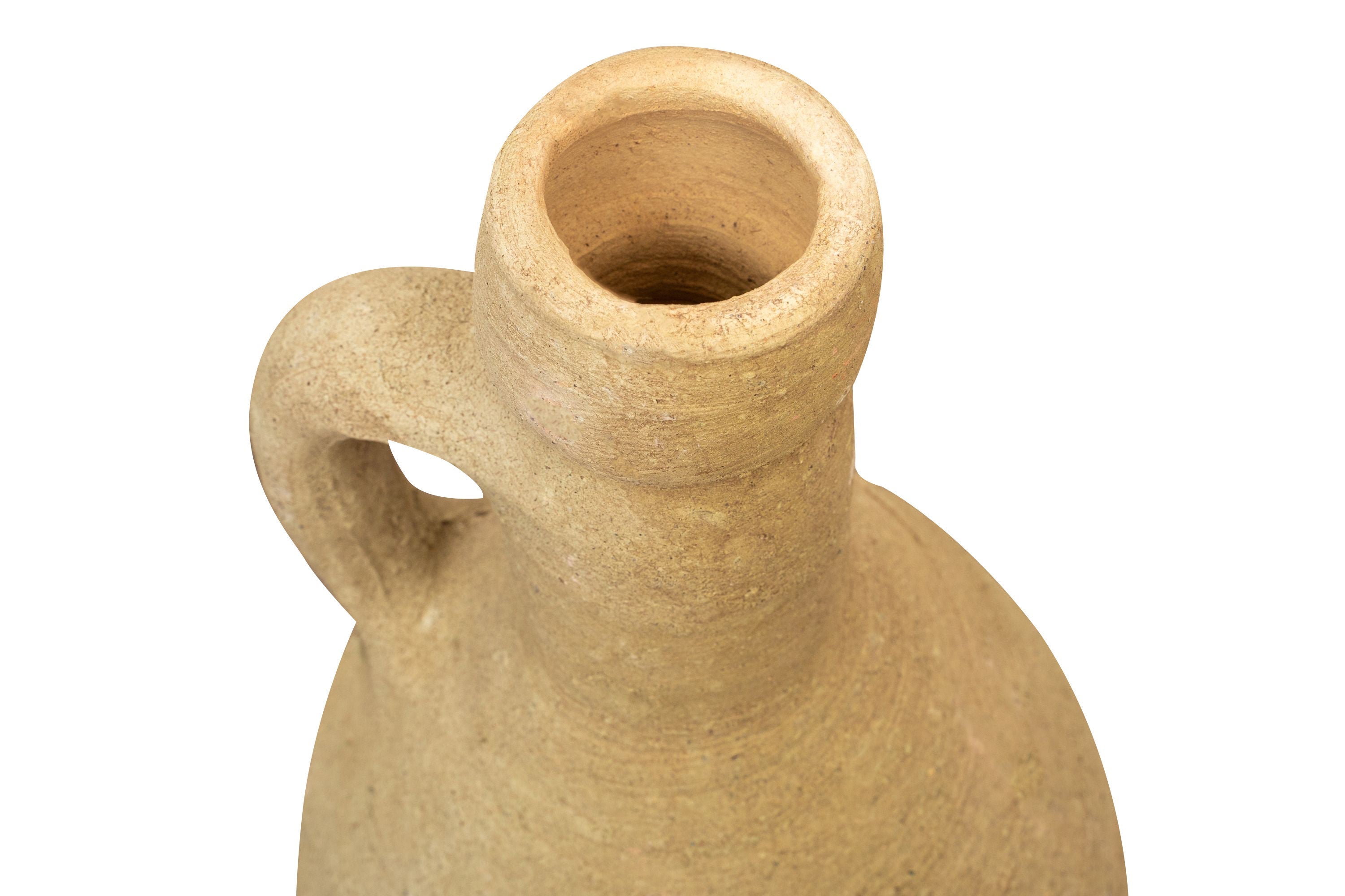 Biscottini Vecchia anfora giara con manici in terracotta e base portavasi in ferro