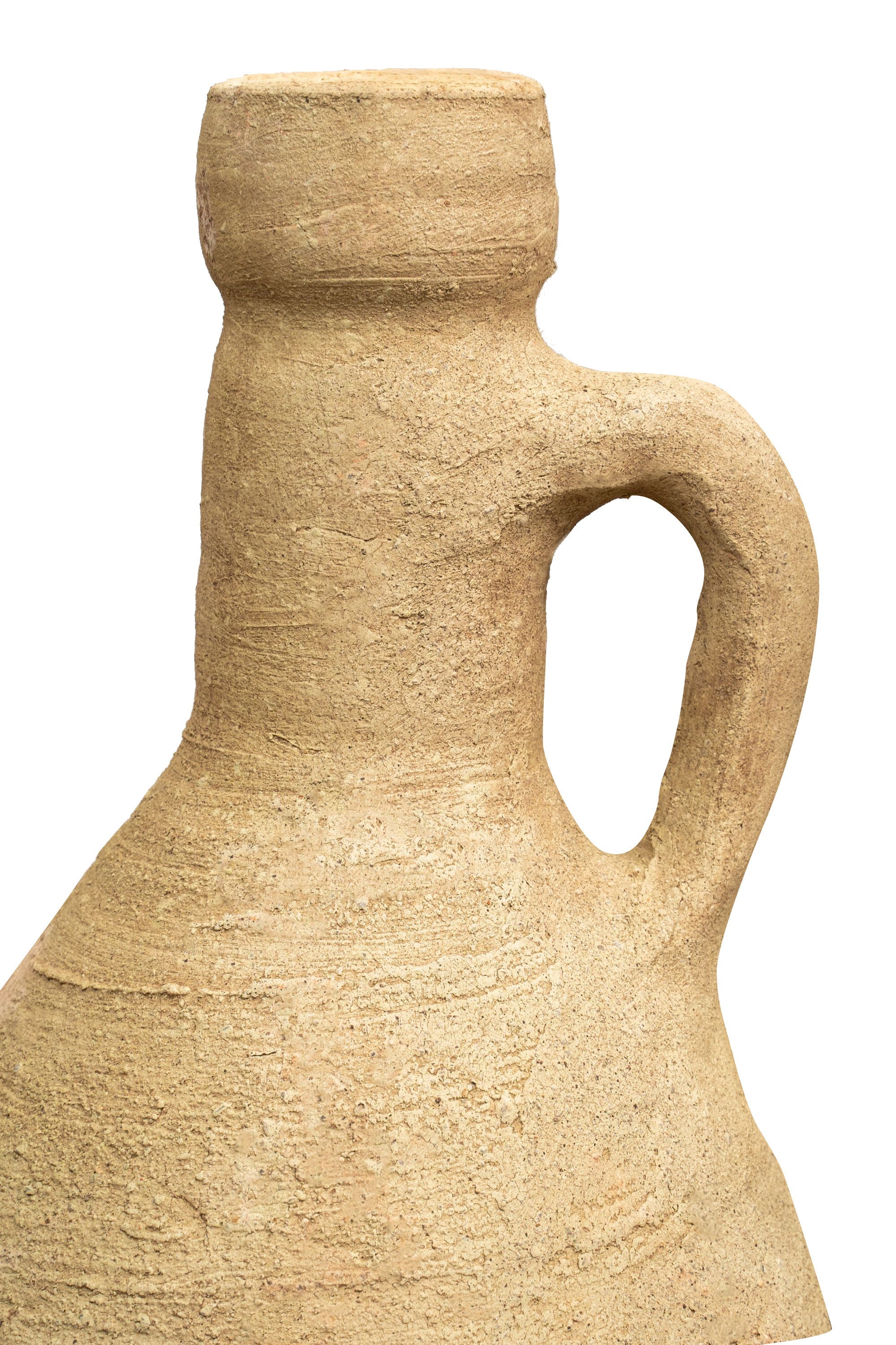 Biscottini Vecchia anfora giara con manico in terracotta L27xPR27xH60 cm manici diametro